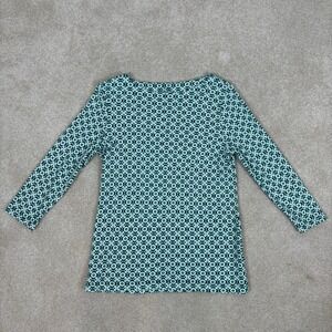 Croft & Barrow Women's Green Geometric Print Long Sleeve Cotton Tunic Top Size S